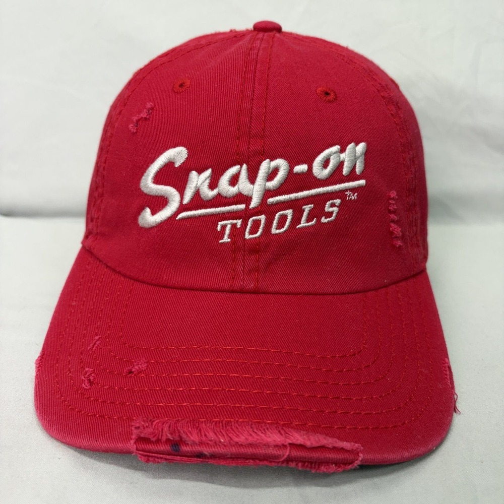 Snap-on Tools Hat Distressed Baseball Cap Mens OSFM Red Embroidered Logo